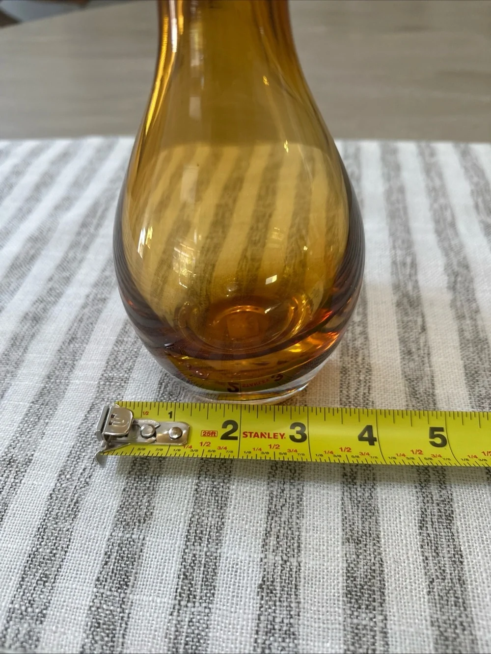 CRATE & BARREL Topaz Diva Vase 8” Poland Amber Glass MCM Modern